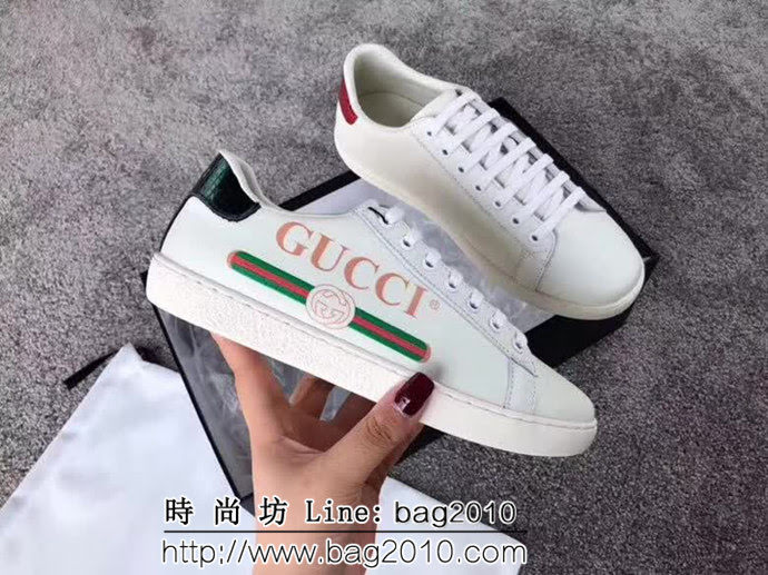 GUCCI古馳 專櫃同步 經典款 印花小白鞋 情侶款 QZS2323